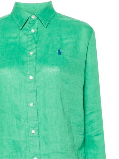 Camicia in lino verde Polo Ralph Lauren | 211920516013